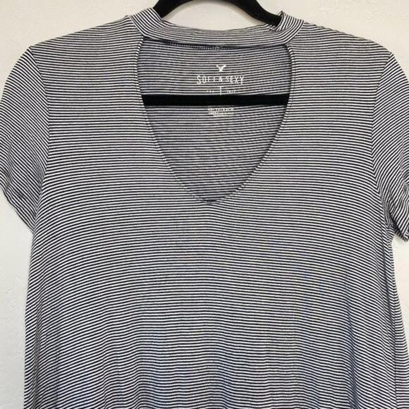 American Eagle Striped Short Sleeve Top XS - Picture 3 of 8